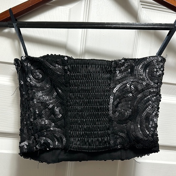 Black Sequin Bustier Top - Picture 2 of 2